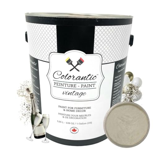 Colorantic | CHAMPAGNE METALLIC PAINT | Shimmering Champagne Chalk Paint for Furniture, Cabinets & Kitchen | All-in-One Interior DIY Craft Solution | Multi-Surfaces (Gallon 128 oz) - color: Champagne, size: 128 Fl Oz (Pack of 1)