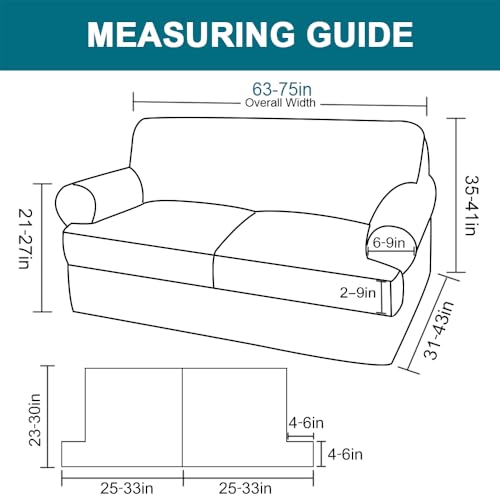 Turquoize Sofa Cover 3 Piece T Cushion Loveseat Covers for 2 Cushion Couch Thick Velvet Couch Cover Stretch Furniture Covers with 2 Individual T Cushion Covers, Washable (2 Cushion Loveseat, Taupe) - color: Taupe, size: Loveseat (2 Cushion)