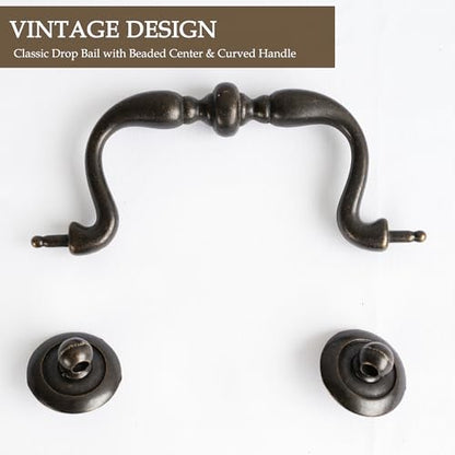 Oil Rubbed Bronze Drop Bail Drawer Pulls 4 Pack, 4" Hole Centers - color: Oil Rubbed Bronze