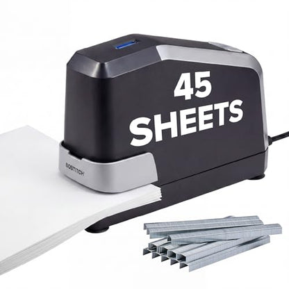 Bostitch Office Impulse Heavy Duty Electric Stapler Value Pack, 45 Sheet Capacity, Includes 5,000 Staples, No-Jam, Faster Stapling, Silver - size: 1-Pack