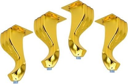4Pcs S-Shape Furniture Legs for Feet Replacement, 5.6" Height Gold - color: Gold