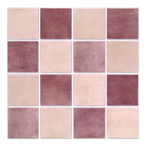 Commomy Matte 3D Peel and Stick Backsplash,10 Pcs 11.8"x11.8" Rose Pink - color: Dusty Rose