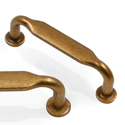 10 Pack Antique Brass Cabinet Pulls 3 Inch(76mm) Kitchen Cabinet Handles Solid Zinc Alloy Cabinet Hardware Drawer Pulls - color: Antique Brass, size: 3" Hole Center
