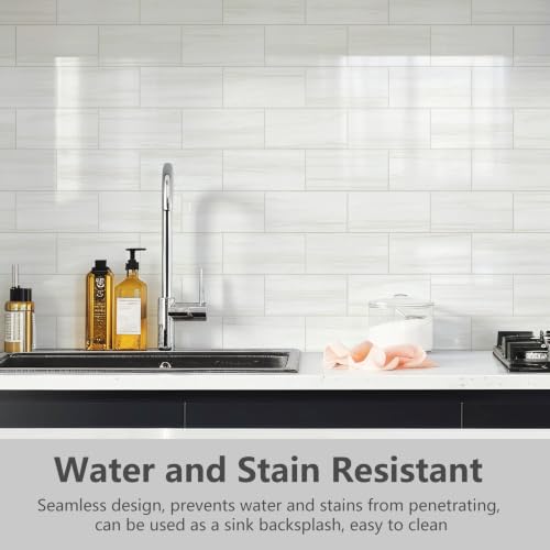STICKGOO 10-Sheet Backsplash Peel and Stick Subway Tile(Thicker Design) - color: Glossy Dolomite White