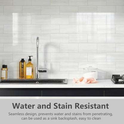 STICKGOO 10-Sheet Backsplash Peel and Stick Subway Tile(Thicker Design) - color: Glossy Dolomite White
