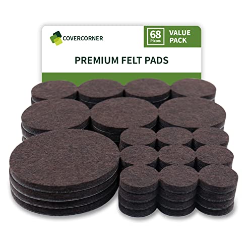 Felt Furniture Pads for Hardwood Floors 68 PCS, Round, Brown - size: 68PCS Value Pack Round Dark Brown