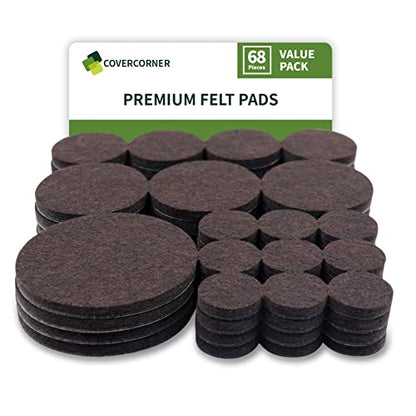 Felt Furniture Pads for Hardwood Floors 68 PCS, Round, Brown - size: 68PCS Value Pack Round Dark Brown