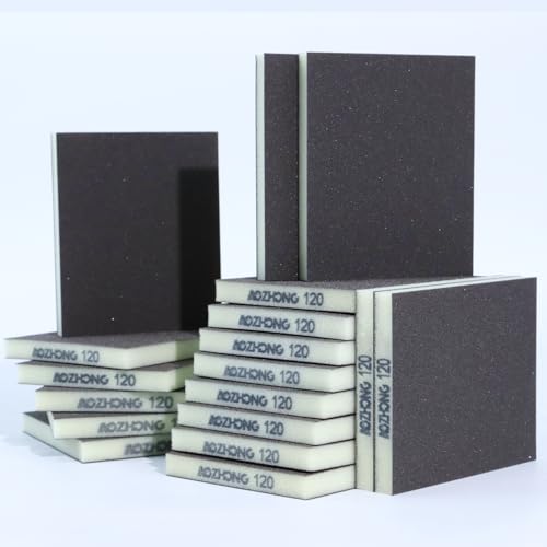 18pcs Sanding Sponge 120 grit Soft Sanding Block Washable and Reusable, Double-Sided Sponge Sanding Blocks Wet Dry Sandpaper Pad for Wood Metal FurniturePaint - style: 120 Grit 18pcs