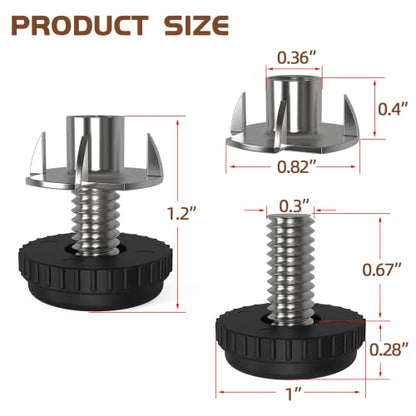 16 Pack 5/16" Stainless Steel Screw-in Furniture Levelers, Adjustable Furniture Levelers Screw in Threaded,T- Nut Kit Threaded Leveling Feet Glides for Table, Chair, Furniture Legs - color: 16 Pack (With T-nuts)