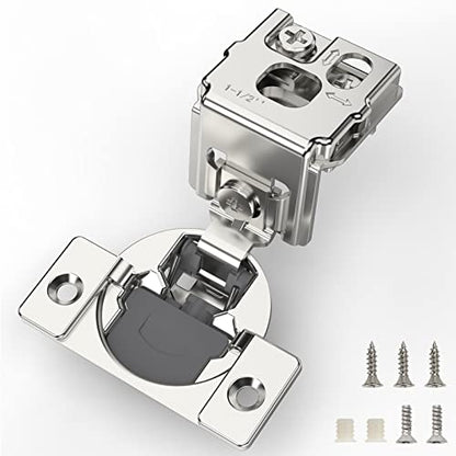 Furniware 20 Pieces 1-1/2 inch Overlay Soft Close Cabinet Hinges - color: Satin Nickel - 20 Pack, size: 1-1/2 Inch