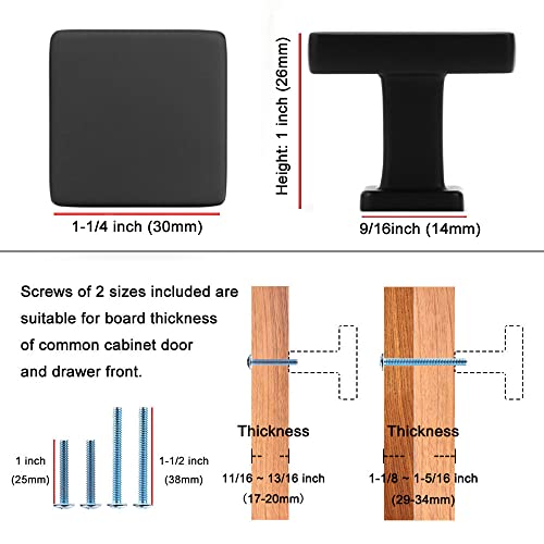 KOOFIZO 20 Pack Matte Black Cabinet Knobs, Square Single Hole Pulls K08 - color: Black, size: Knob 1 - 20Pcs