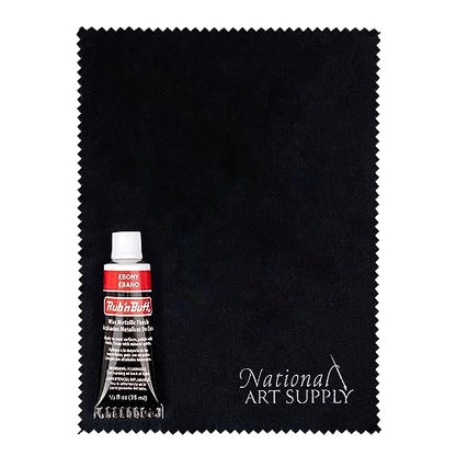 Amaco Rub and Buff Black Ebony 0.5oz/15ml Gilding Wax & 5"x7" Microfiber Cleaning Cloths - Microfiber Cloths for Smooth Metallic Finish with Rub n Buff Black Ebony Wax - Wide Coverage & Waterproof - color: Ebony