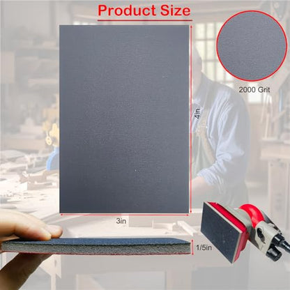 20 PCS 3 x 4 Inch 2000 Grit Sanding Sponge - Hook-and-Loop Backing Sander Sponges Pads - Soft Foam Hand Sand Block Wet Dry Sandpaper for Model Plastic Toy Drywall Metal Wood Furniture Polishin - style: 2000 Grit