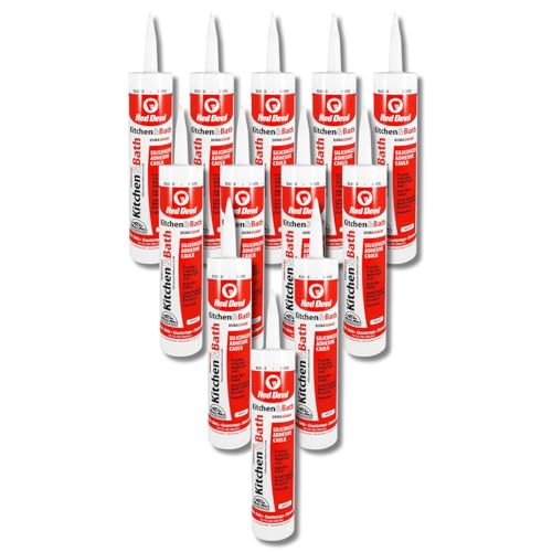 Red Devil 0406 Duraguard Kitchen & Bath Siliconized Acrylic Caulk, 10.1 oz., White, 12 Pack, Made in USA - color: White, size: 10.1 oz., style: 12 - Pack
