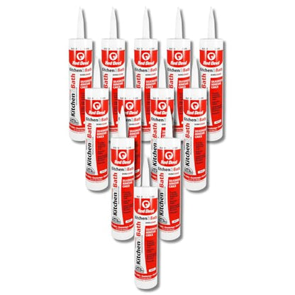 Red Devil 0406 Duraguard Kitchen & Bath Siliconized Acrylic Caulk, 10.1 oz., White, 12 Pack, Made in USA - color: White, size: 10.1 oz., style: 12 - Pack