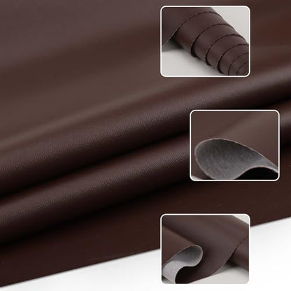 Faux Leather Fabric Smooth Solid 54" x 36" (Dark Brown) - color: Dark Brown