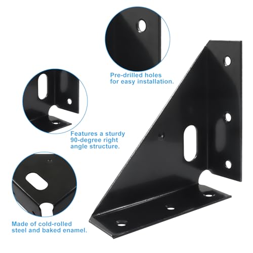 85mm Corner Brace Brackets, 4Pcs, Black - size: 85mm