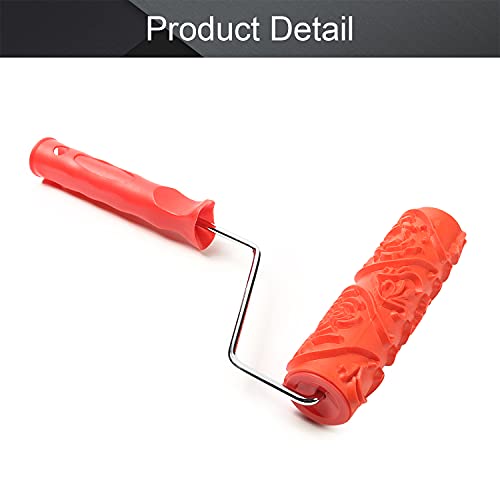 Utoolmart 7" Home Wall Rubber Paint Roller 175mm Wooden Grain Painting Roller with Plastic Handle 1Pcs - size: EG156T