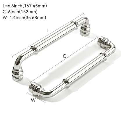 khtumeware 10 Pack Heavy Duty 6" Vibrant Polished Nickel Cabinet Pulls - color: Polished Nickel, size: 6"(152mm) Hole Center