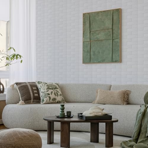 Peel and Stick 3D Foam Wall Panels, Self Adhesive Wallpaper - color: White, size: 10 Pack