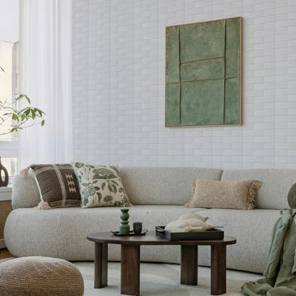 Peel and Stick 3D Foam Wall Panels, Self Adhesive Wallpaper - color: White, size: 10 Pack