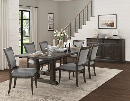 7-Piece Dining Set with 6 Upholstered Chairs, Brown,Driftwood - color: Brown,driftwood-a