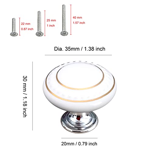 HUAMULAN Round Ceramic Knobs with Zinc Alloy Base for Cabinets 15 Pack - color: A4-43-BaiGold-15PCS