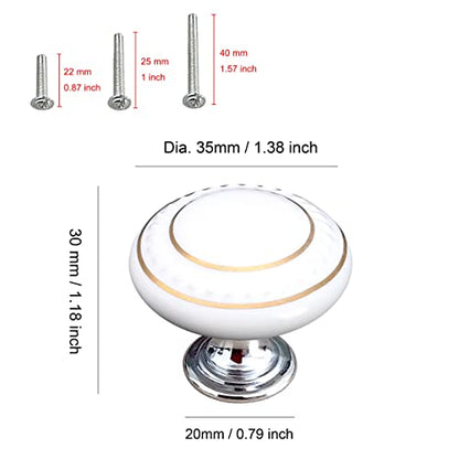 HUAMULAN Round Ceramic Knobs with Zinc Alloy Base for Cabinets 15 Pack - color: A4-43-BaiGold-15PCS