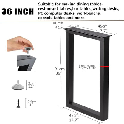Metal Bar Height Table Legs 36x17.7 Inch Black - size: H36"x W17.7" U Shape