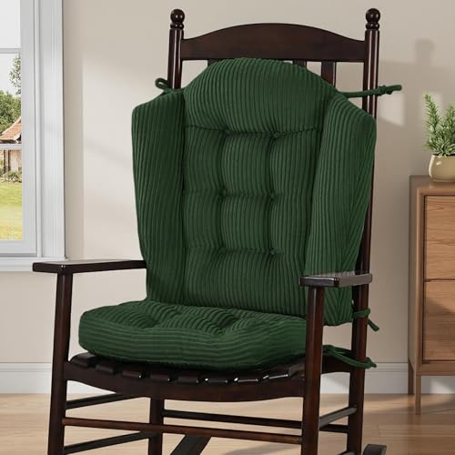 idee-home Rocking Chair Cushions Indoor, Glider Rocker Replacement Cushions - color: Green, size: 22.2 X 26.7 X 4 In & 17 X 17 X 4 In
