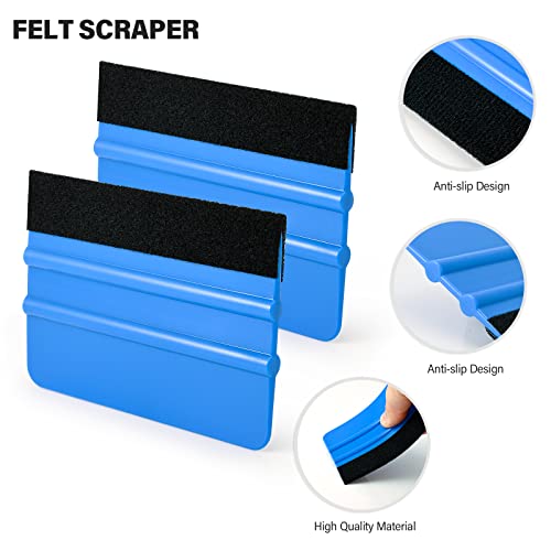 Gomake Vinyl Wrap Tool Kit Car Window Tint Installation Tools Wrapping Kit - color: Blue