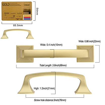 Amerdeco 10 Pack Gold Cabinet Pulls 3 Inch(76mm) Hole Center Cabinet Hardware Kitchen Cabinet Handles for Bathroom Drawer Pulls Dresser Pulls ZH0002 - color: Gold, size: 3"/76mm Hole Center