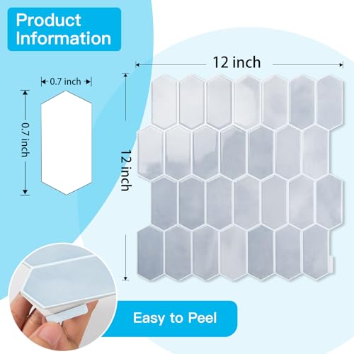 Art3d Hexagon Peel and Stick Backsplash, 10-Pack, 12 x 12 Inch, Light Blue - color: Light Blue, size: 12 x 12 Inch