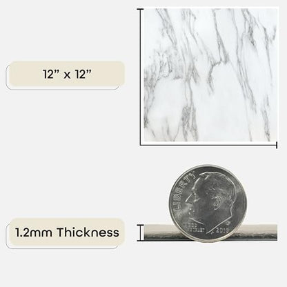 Nexus Self Adhesive 12-Inch Vinyl Floor Tiles, 20 Tiles, 12 x 12 in - color: Bianco Marble, style: Marble look