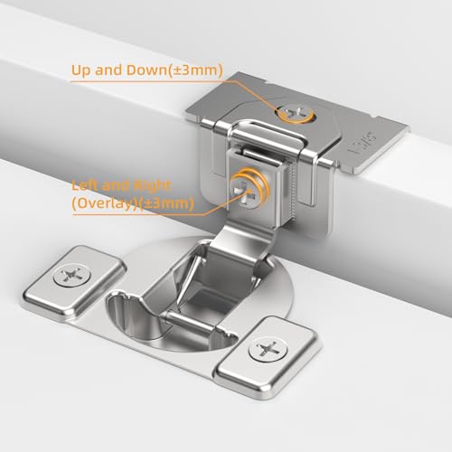 Chibery Non-Slow Close Regular Hinges, 1-3/8" Overlay Standard Concealed Cabinet Hinges for Face Frame Door, 2D Self Closing Hidden, 105° Opening, Easy-on Dowels ＆ Self-Tapping Wooden Screws, 4 Pack - size: 1-3/8 inch Overlay