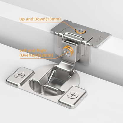 Chibery Non-Slow Close Regular Hinges, 1-3/8" Overlay Standard Concealed Cabinet Hinges for Face Frame Door, 2D Self Closing Hidden, 105° Opening, Easy-on Dowels ＆ Self-Tapping Wooden Screws, 4 Pack - size: 1-3/8 inch Overlay