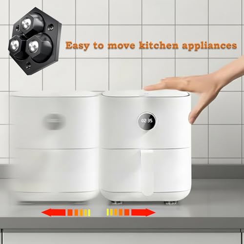 Self Adhesive Appliance Sliders & Mini Caster Wheels Counter 8 Pack - color: black
