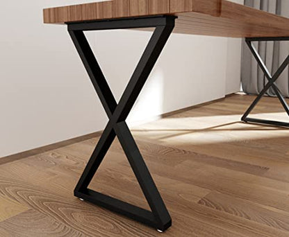 TIEOU Metal Legs for Table X Shape 28" H Tall Industrial Black Table Legs Heavy Duty Metal Desk Legs Set of 2(Without Boards) - size: X Shape-28"H