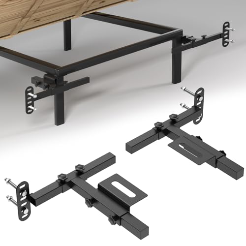 Universal Adjustable Headboard Brackets for Metal Bed Frame - Upgrade Movable Design, Heavy Duty Steel Welded Bed Frame Brackets, Footboard Extension Kit for Twin/Full/Queen/King