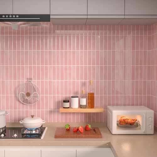 Peel and Stick Backsplash Tile for Kitchen, 10 Sheets, 11.42''x9'' - color: Pink