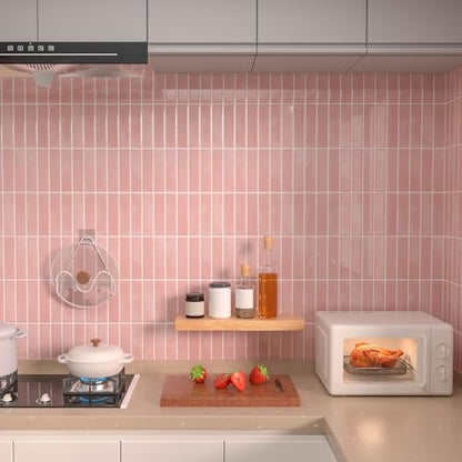 Peel and Stick Backsplash Tile for Kitchen, 10 Sheets, 11.42''x9'' - color: Pink