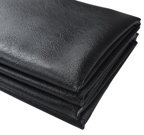 Picheng Soft Skin Grain Faux Leather Fabric, 54" x 36" Vinyl Upholstery Leather, Soft Touch Faux Leather Sheets for Furniture Cover Sofa Chairs,DIY Crafts (Black) - color: Black