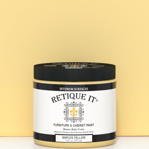 Retique It Furniture and Cabinet Paint - Paint for Cabinets, Dressers, Tables, Doors and DIY Home Decor Projects, Naples Yellow, 16 oz