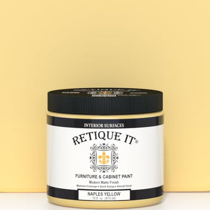 Retique It Furniture and Cabinet Paint - Paint for Cabinets, Dressers, Tables, Doors and DIY Home Decor Projects, Naples Yellow, 16 oz