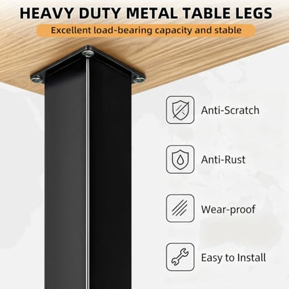 QLLY 14 Inch Adjustable Metal Coffee Table Legs, Heavy Duty Square Furniture Legs with 1” Leveling Feet for Ottoman, Bench, End Table and Sofa Replacement, Set of 4 (Black) - color: Black, size: 14 inch