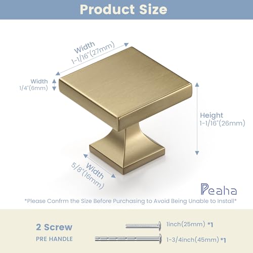 Peaha 15 Pack Champagne Bronze Cabinet Knobs, Square Drawer Knobs - color: Champagne Bronze