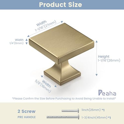 Peaha 15 Pack Champagne Bronze Cabinet Knobs, Square Drawer Knobs - color: Champagne Bronze