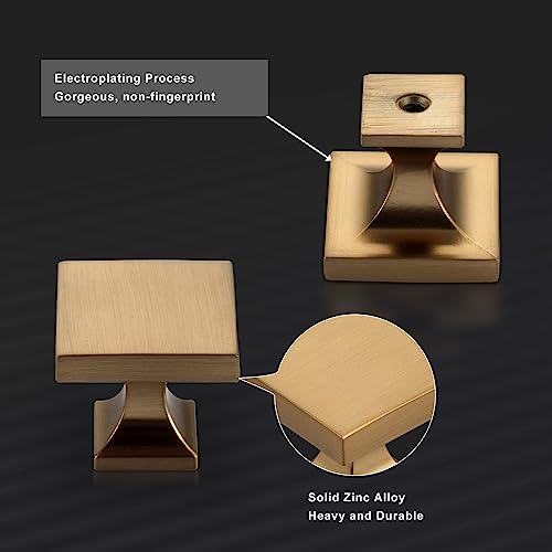 Haliwu 20 Pack Champagne Bronze Cabinet Knobs, Solid Pulls - color: Champagne Bronze & Square A
