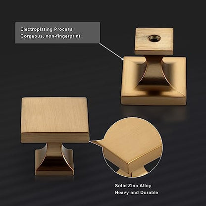 Haliwu 20 Pack Champagne Bronze Cabinet Knobs, Solid Pulls - color: Champagne Bronze & Square A