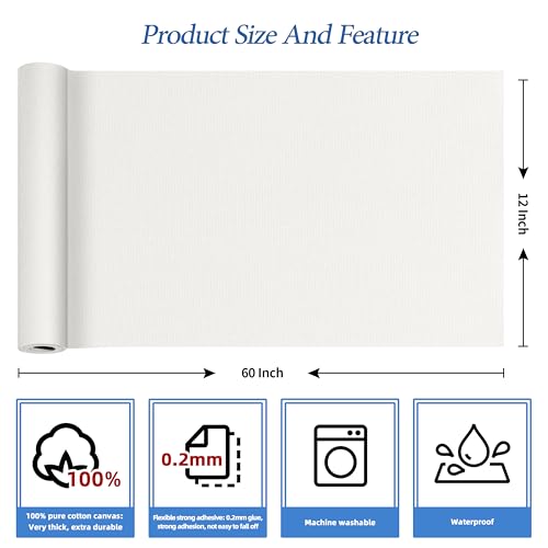 KING MOUNTAIN Canvas Iron on Patch,12"×60",Waterproof 100% Cotton Fabric Repair Patch,Used for Various Sofa,Tent,Clothes,Seats,Suitcases (White,Waterproof) - color: White, size: Canvas-12x60